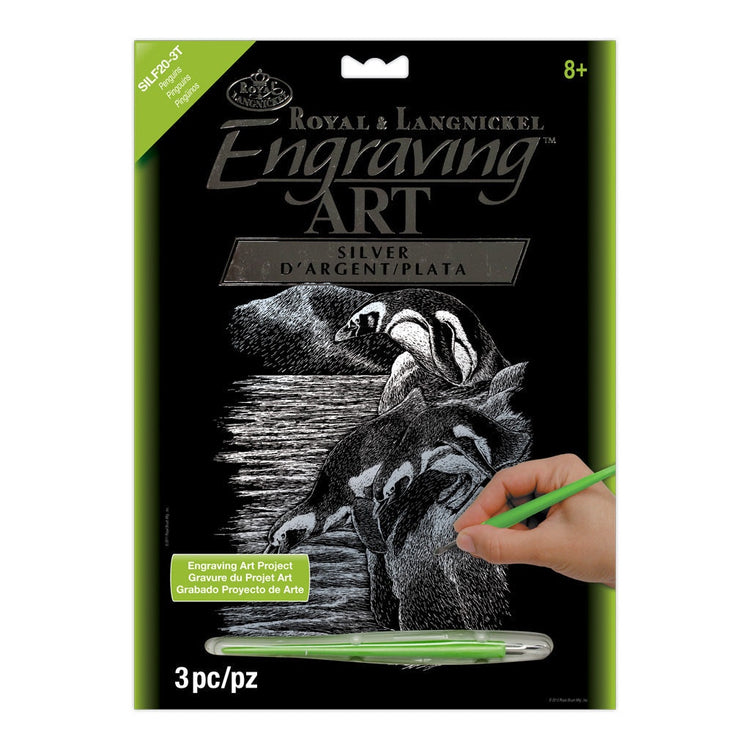 Royal Brush Silver Engraving Penguins