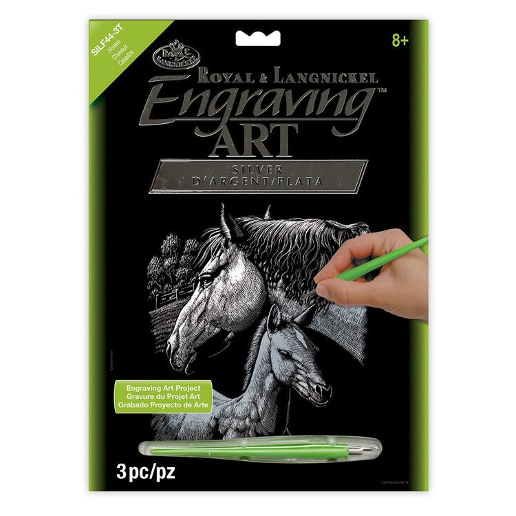 Royal Brush Silver Engraving Horses