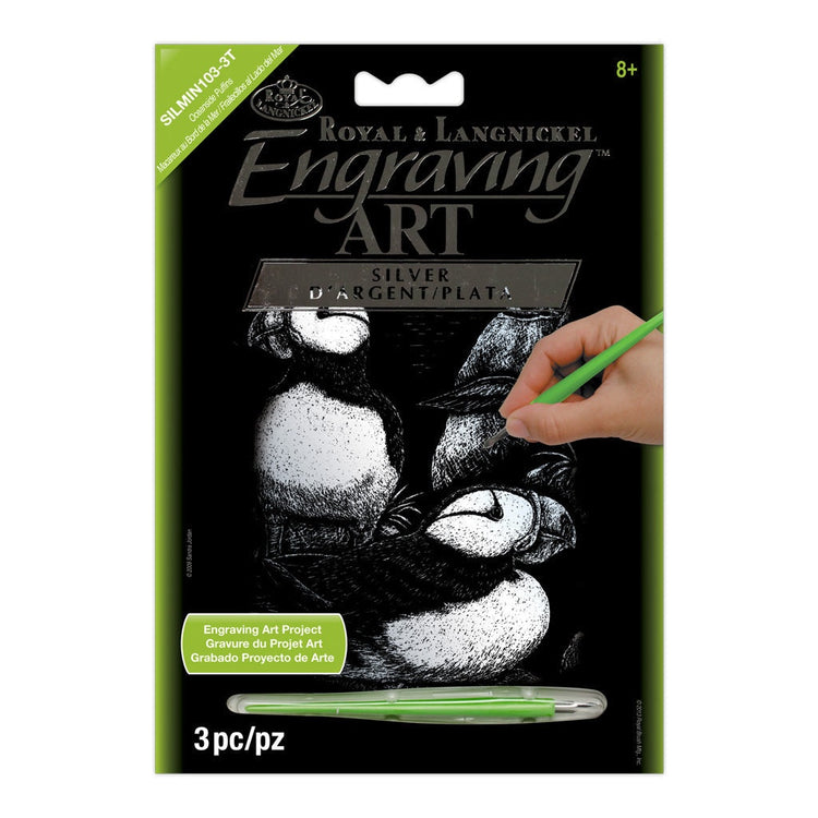 Royal Brush Oceanside Puffins Silver Mini