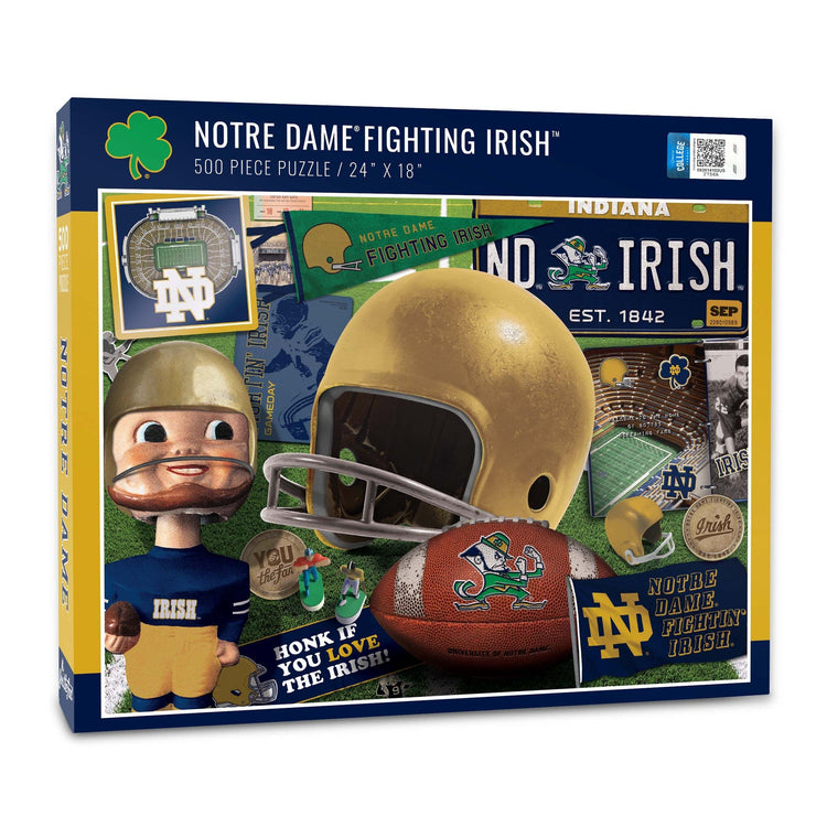 White Mountain Puzzles Notre Dame Fighting Irish Retro Series (950455) - 500 Piece Jigsaw Puzzle