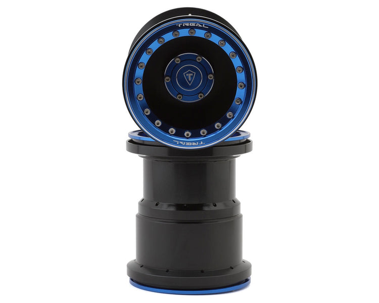 Treal Hobby 2.6" Aluminum Beadlock Monster Truck Wheels (Blue/Black) (2)