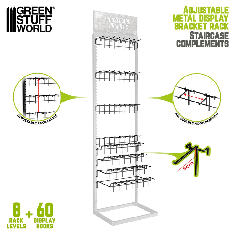 Green Stuff World Display staircase accessories - 8 supports + 60 hooks 8cm
