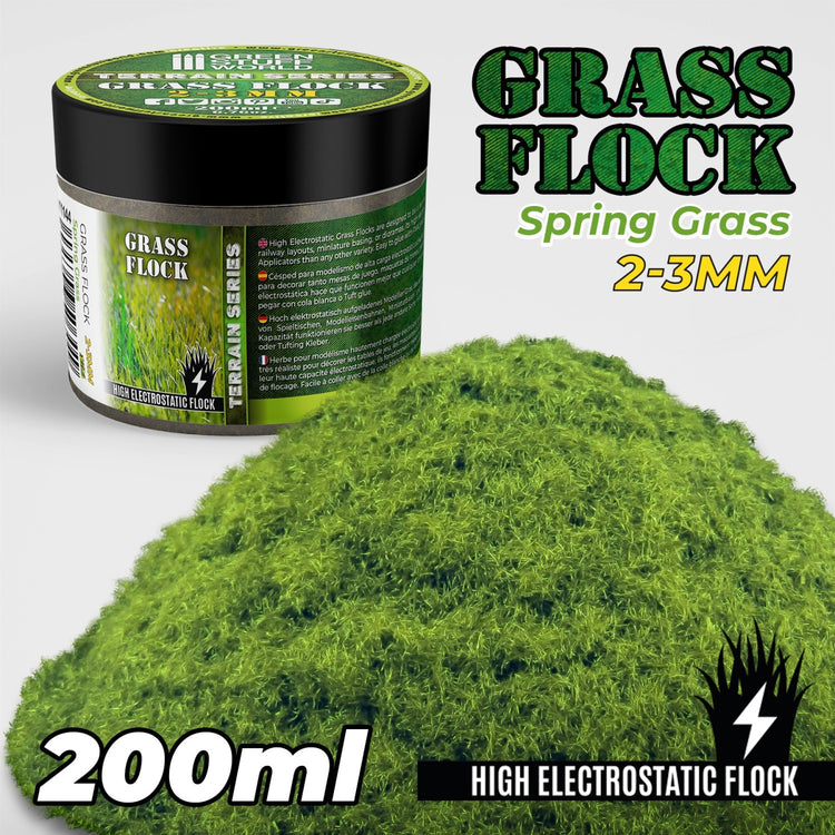 Green Stuff World Static Grass Flock 2-3mm - SPRING GRASS - 200 ml