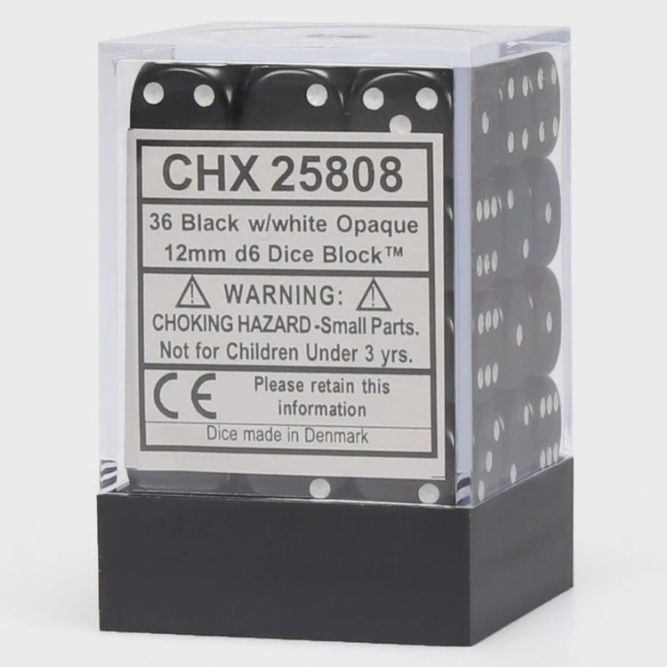 Chessex d6Cube12mmOP BKwh (36)