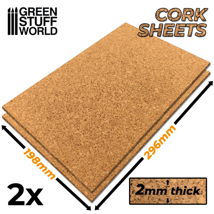 Green Stuff World Cork Sheet in 2mm x2
