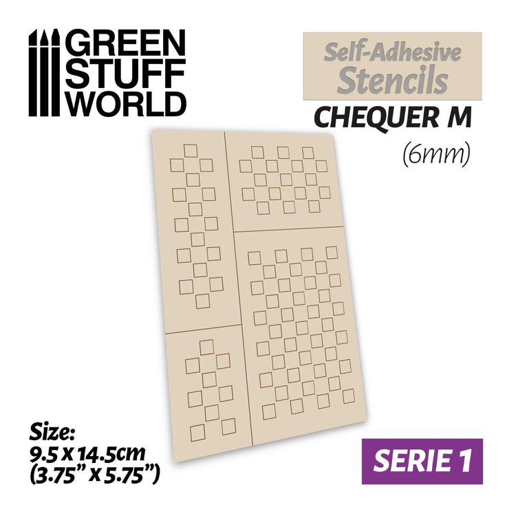 Green Stuff World Self-adhesive stencils - Chequer M - 6mm