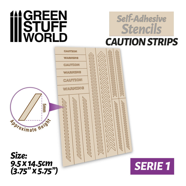 Green Stuff World Self-adhesive stencils - Caution Strips
