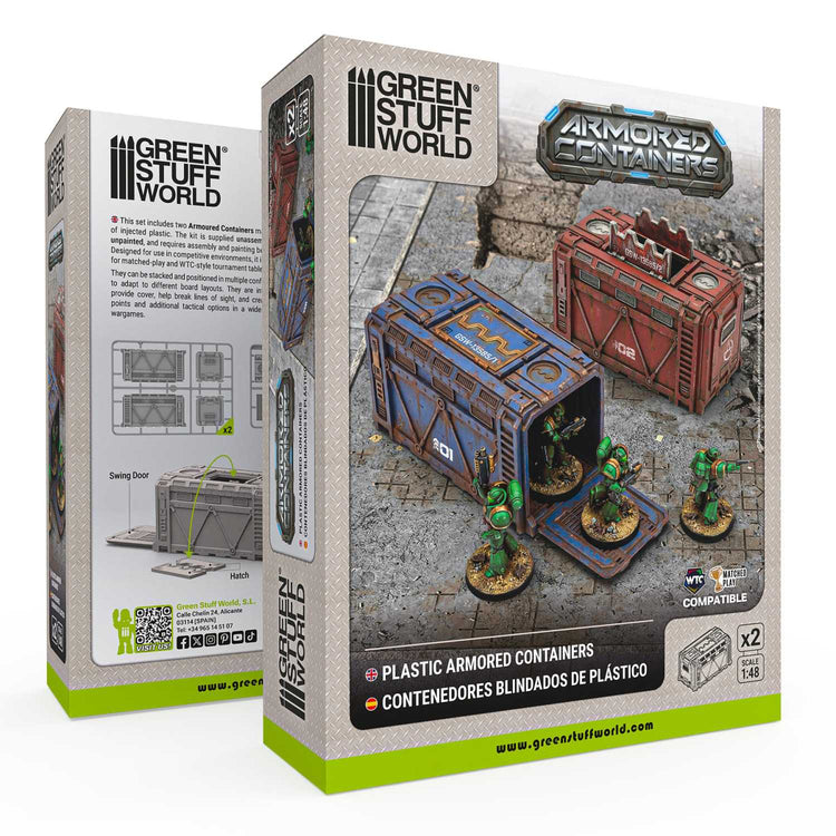 Green Stuff World: 3D Design - Plastic - Sci-Fi - Armoured Container (2 Pack) |GSW13585