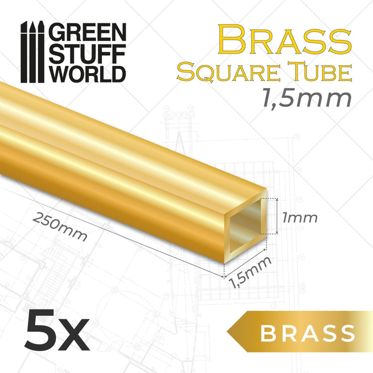 Green Stuff World Square Brass Tubes 1.5mm